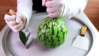 Watermelon ice cream rolls street food - ايس كريم رول ب البطيخ