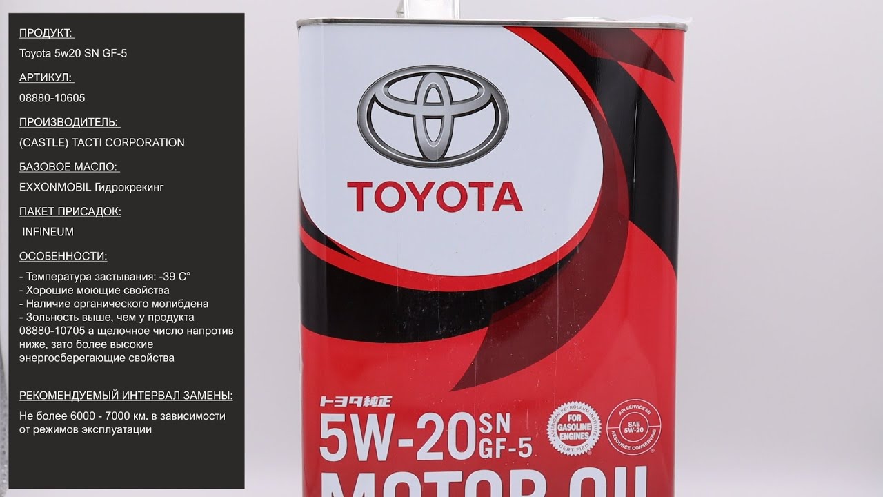 Масло моторное Toyota 5W-20 SN GF-5 08880-10605 #ANTON_MYGT