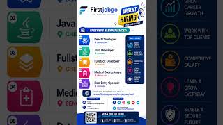 Urgent Hiring : React, Java, Fullstack &amp; Medical Coding Jobs | Freshers &amp; Experienced