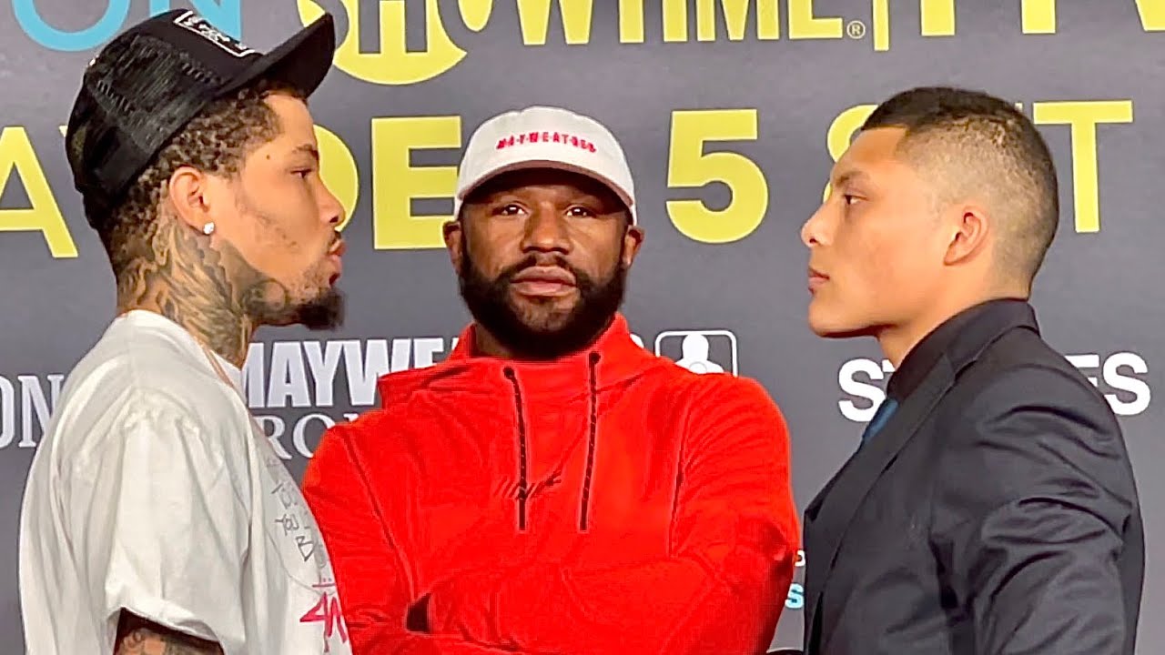TANK DAVIS VS PITBULL CRUZ FACE OFF! TANK DAVIS LOOKING MEAN & SIZES UP