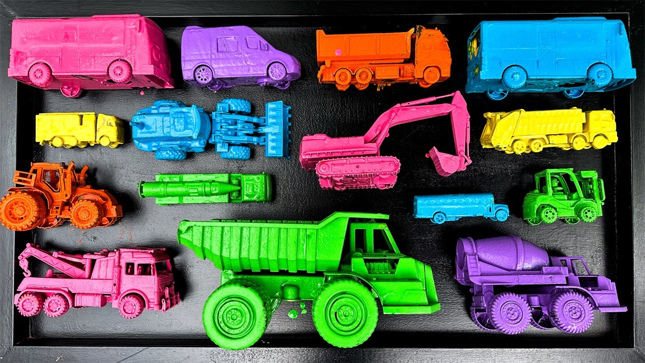 Membersihkan Mainan Berlumpur Warna Warni: Bus Tayo, Mobil Mobilan, Kereta Api, Excavator & Pesawat