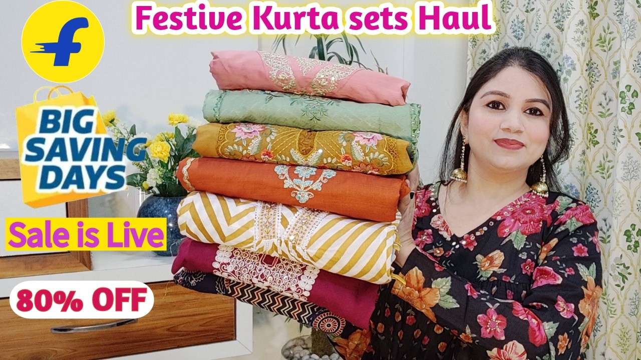 Beautiful embroidered Partywear kurta sets haul from flipkart 💙 Kurta sets for Eid ⭐ Flipkart Haul✨