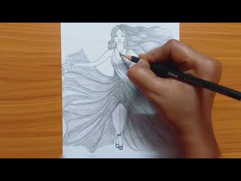 how to draw a fashion girl/girl drawing/ modern girl dress drawing/barbie drawing