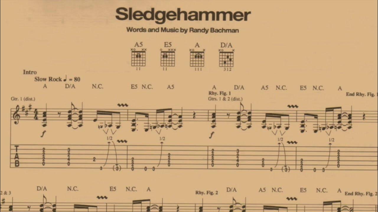 Sledgehammer Randy Bachman Guitar Lesson With Tab Guitar Songbook YouTube
