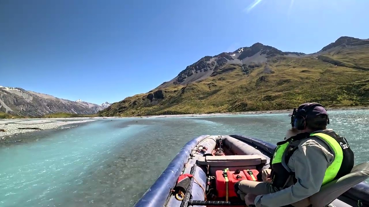 Back up the Godley river in the inflatable jetboat