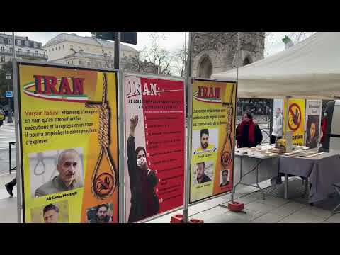 Paris—January 31, 2024: MEK supporters held an exhibition in solidarity with the Iranian Revolution.