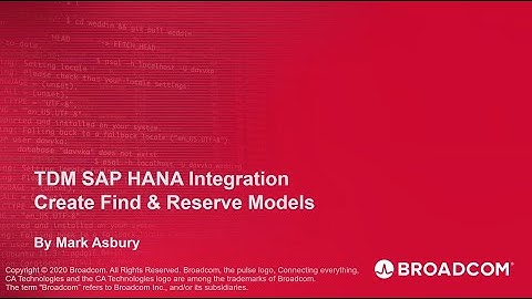 Test Data Manager with SAP HANA - Create Find and Reserve Models