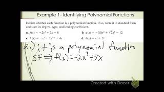 Algebra 2- 4.1 Graphing Polynomial Functions Notes (6th hour)