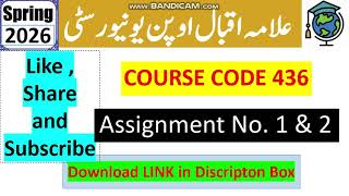 ⏩ AIOU Code 436 Solved Assignment No.1 & 2 Spring 2026 || Seerat –E–Tayyaba || Bachelor BA/B.Com/ADP