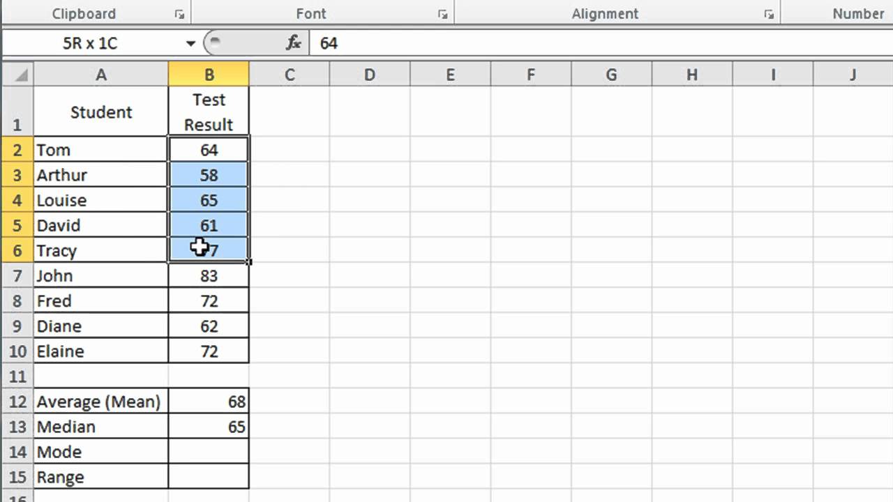 How to count mean in Excel