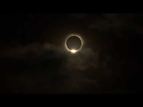 A plane is flying past the total solar eclipse (Footage)