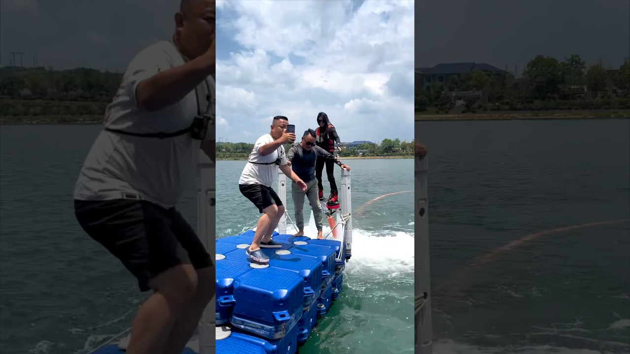 Flyboard ride is so funny🌈They enjoying fly on water!