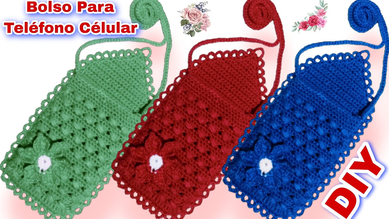 Hermoso Estuche/Bolso para TELÉFONO CÉLULAR a crochet 