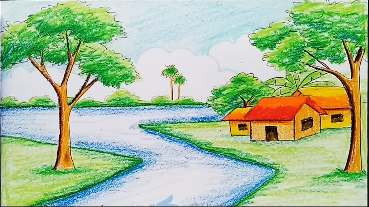 How to Draw Nature Scenery of Beautiful Waterfall Painting with Colored  Pencils in Easy Steps - YouTube