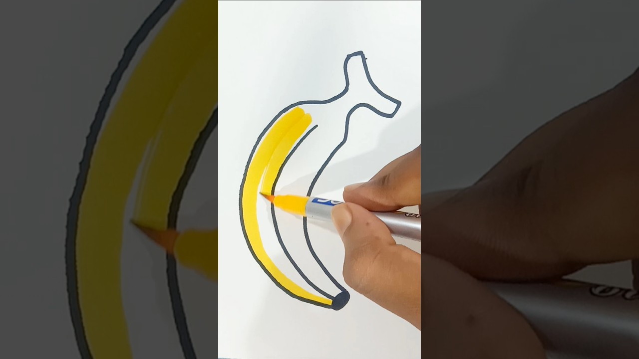 Banana Drawing🍌// How To Draw Banana #shorts #art #drawing #satisfying #viralvideo