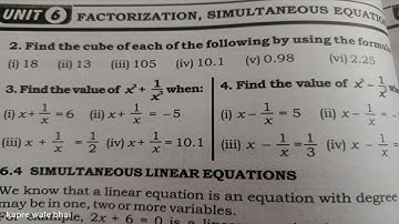 unit 6 factorization simultaneous equations ex 6.3 q no 2 part 1 and 2 class viii