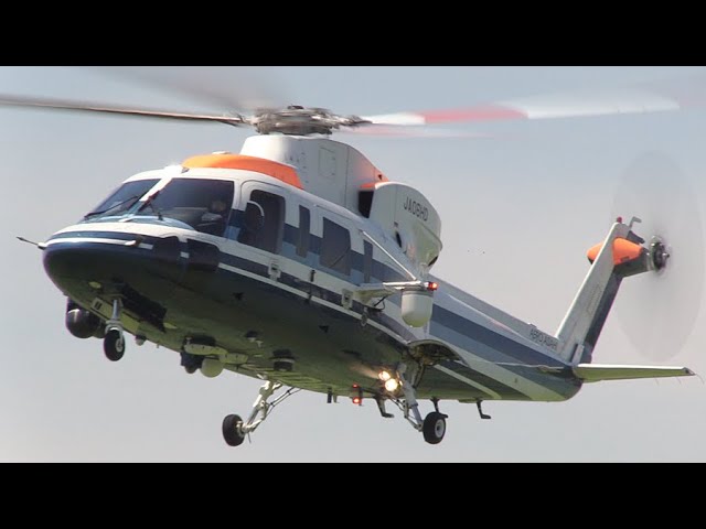 ヘリコプター TBS News Copter Sikorsky S-76C JA06HD Approach and Landing - YouTube