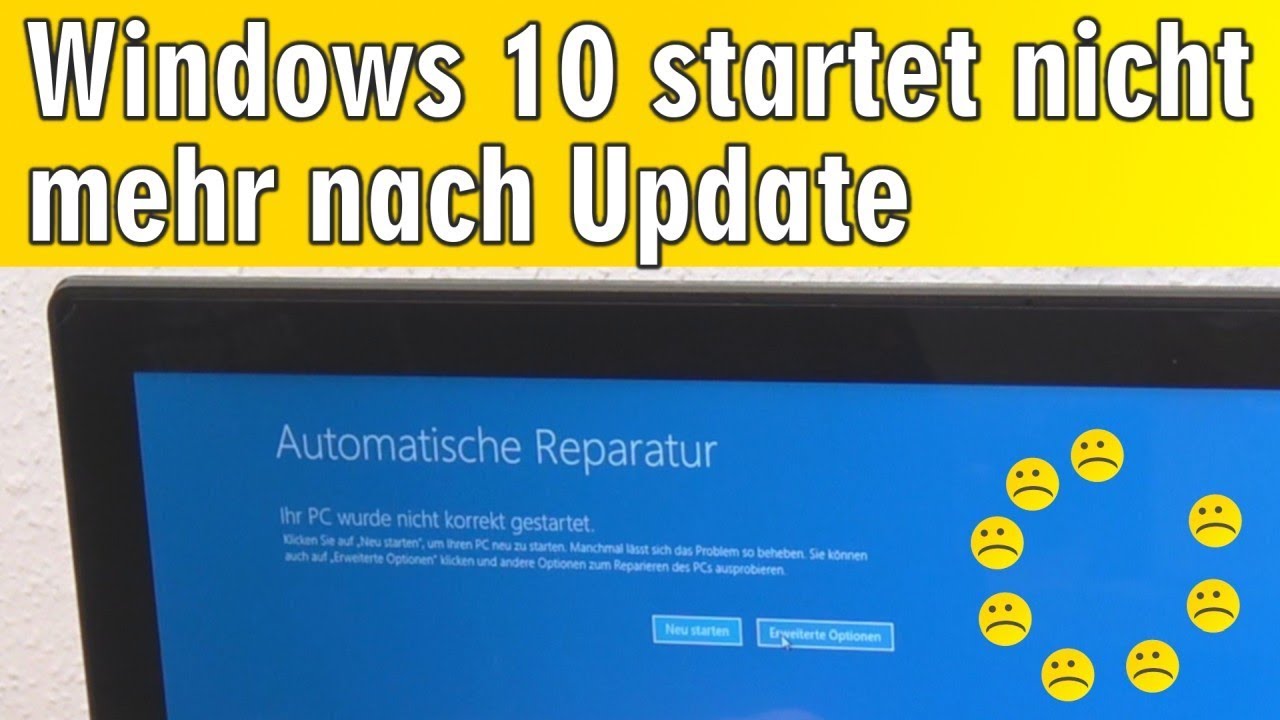 Windows 10 startet nicht mehr nach Update - Ihr PC wurde nicht korrekt  gestartet - YouTube