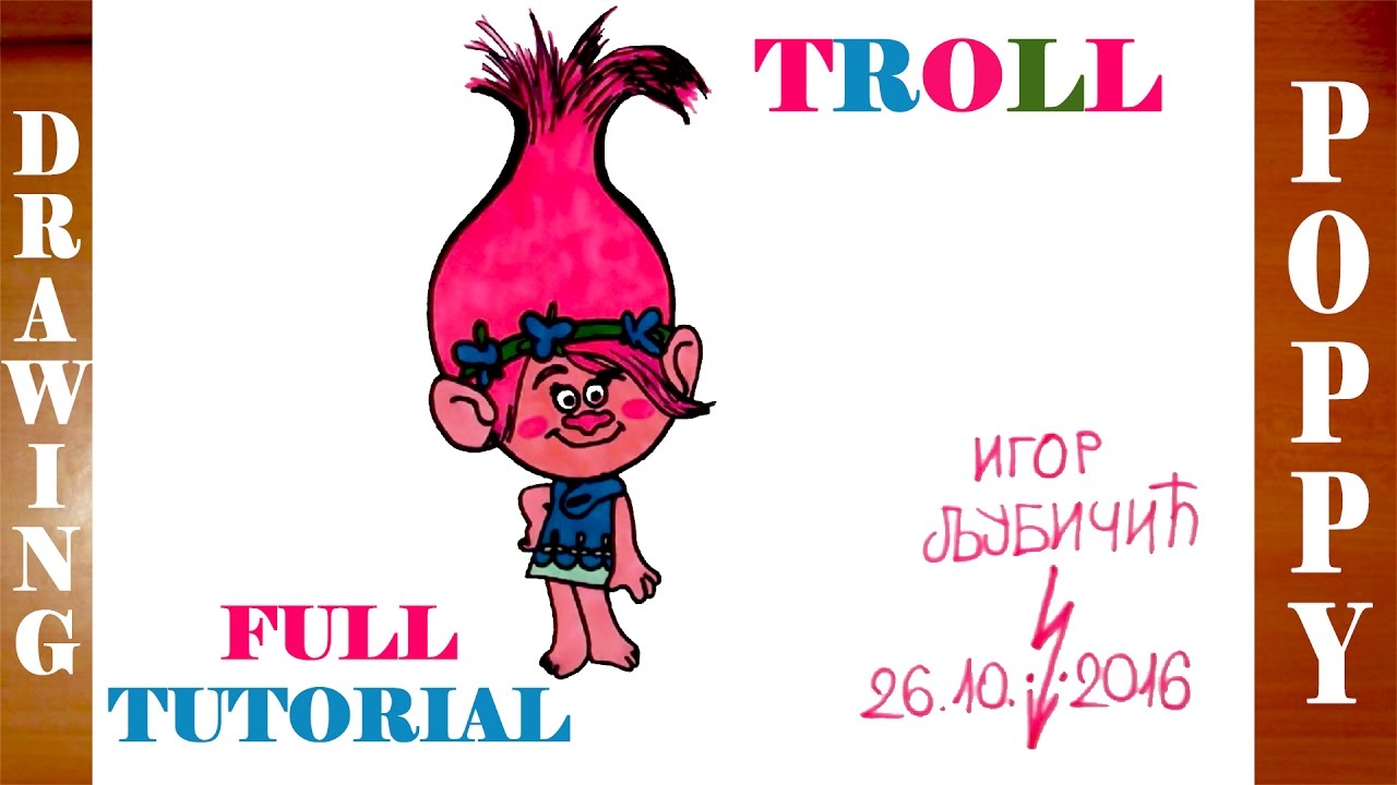 How to Draw POPPY from Trolls Dreamworks Step by Step Easy Color