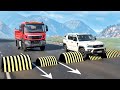 Cars vs weird speed bumps rail tracks and log barriers  beamng drive