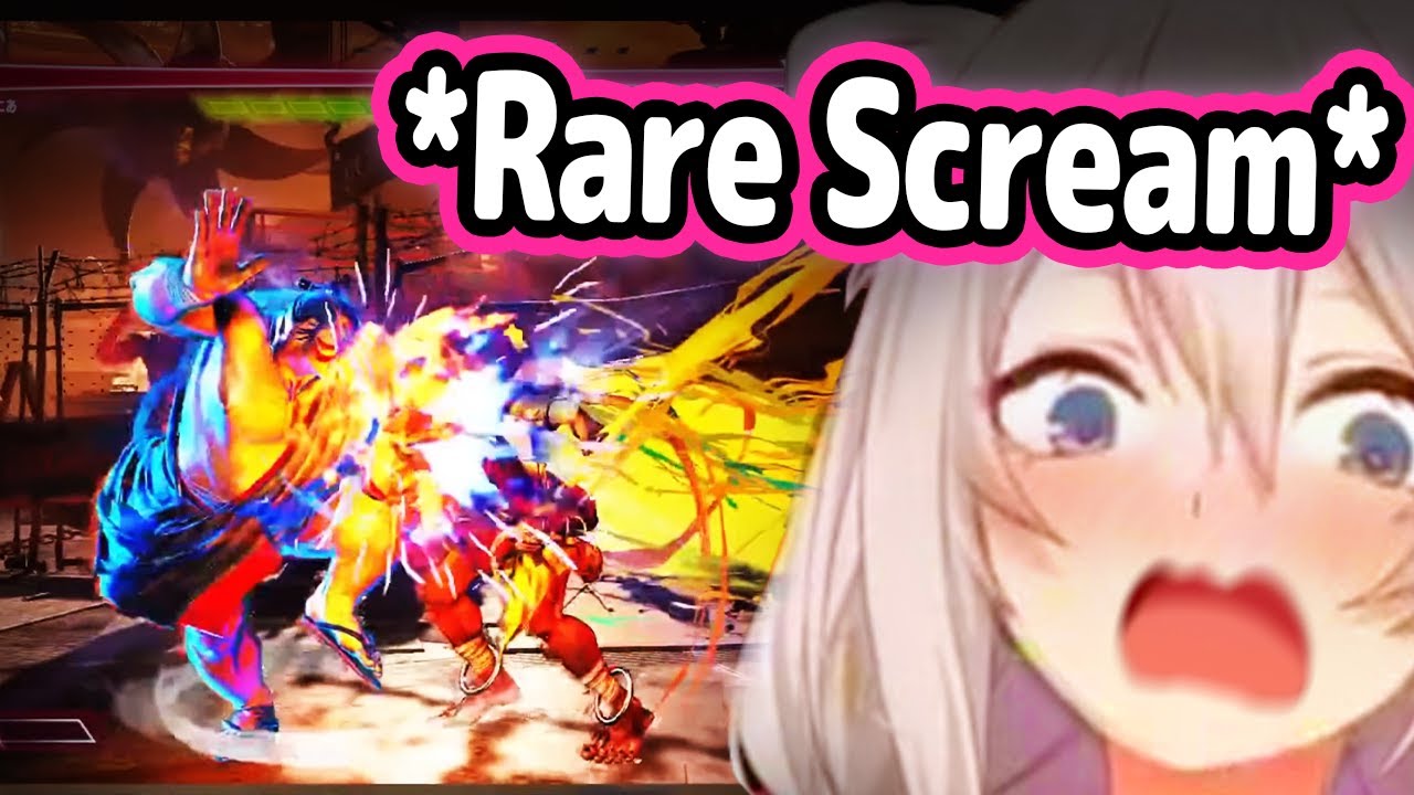 Botan Let's Out Rare Cute Screams While Fighting Pro Street Fighter Player【Hololive】
