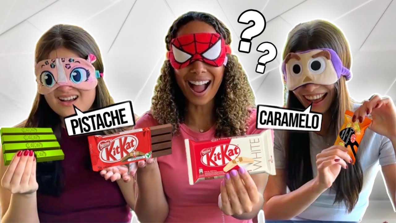 QUEM ACERTA O SABOR DO KIT KAT DE OLHOS VENDADOS?? Ela errou todos😂