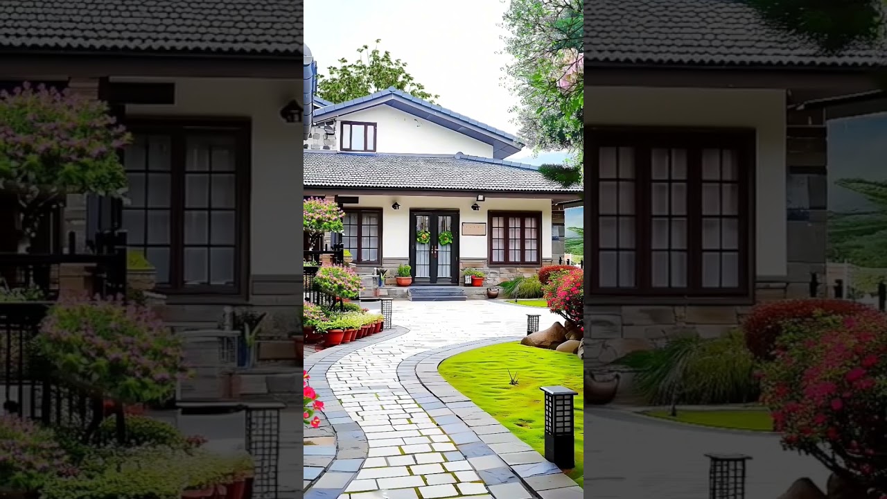 Beautiful Home with Lawn😍 #lawn #lawndesign #garden #park #homedecoration #beautifulgarden