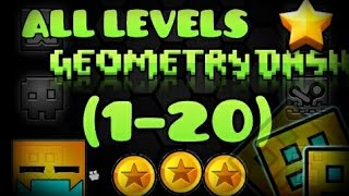 all levels geometry dash 1 20 100 all coins