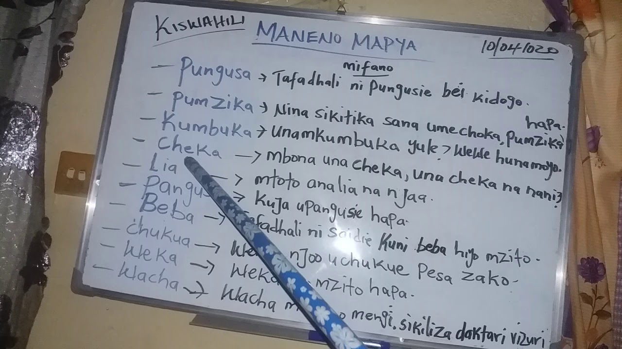Waa casharkii kiswahiliga Cawa waxan qadanayna ereyo cusub(maneno mapya)