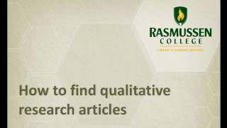 How to Find Qualitative Research Articles