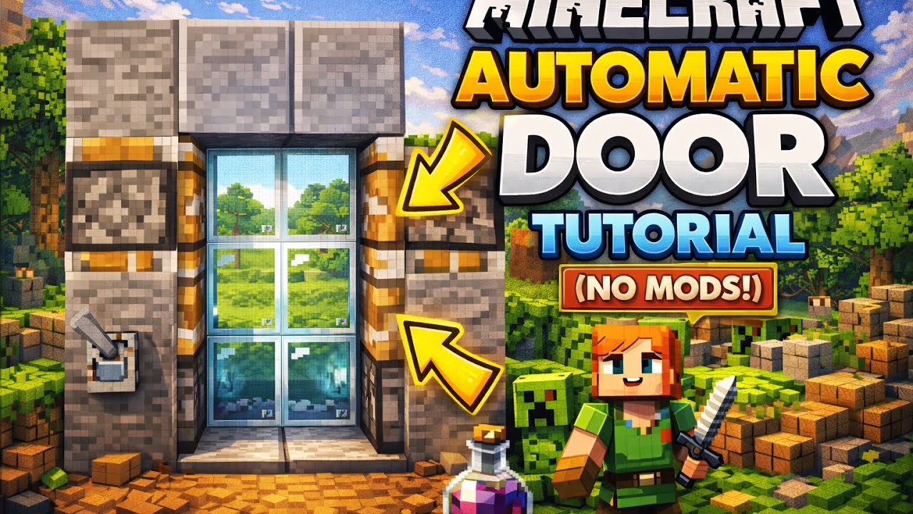 Minecraft Automatic Door Tutorial (No Mods!) - YouTube