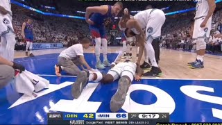 Timberwolves Anthony Edwards fell hard and hurt his back after he got fouled in Game 6 vs Denver