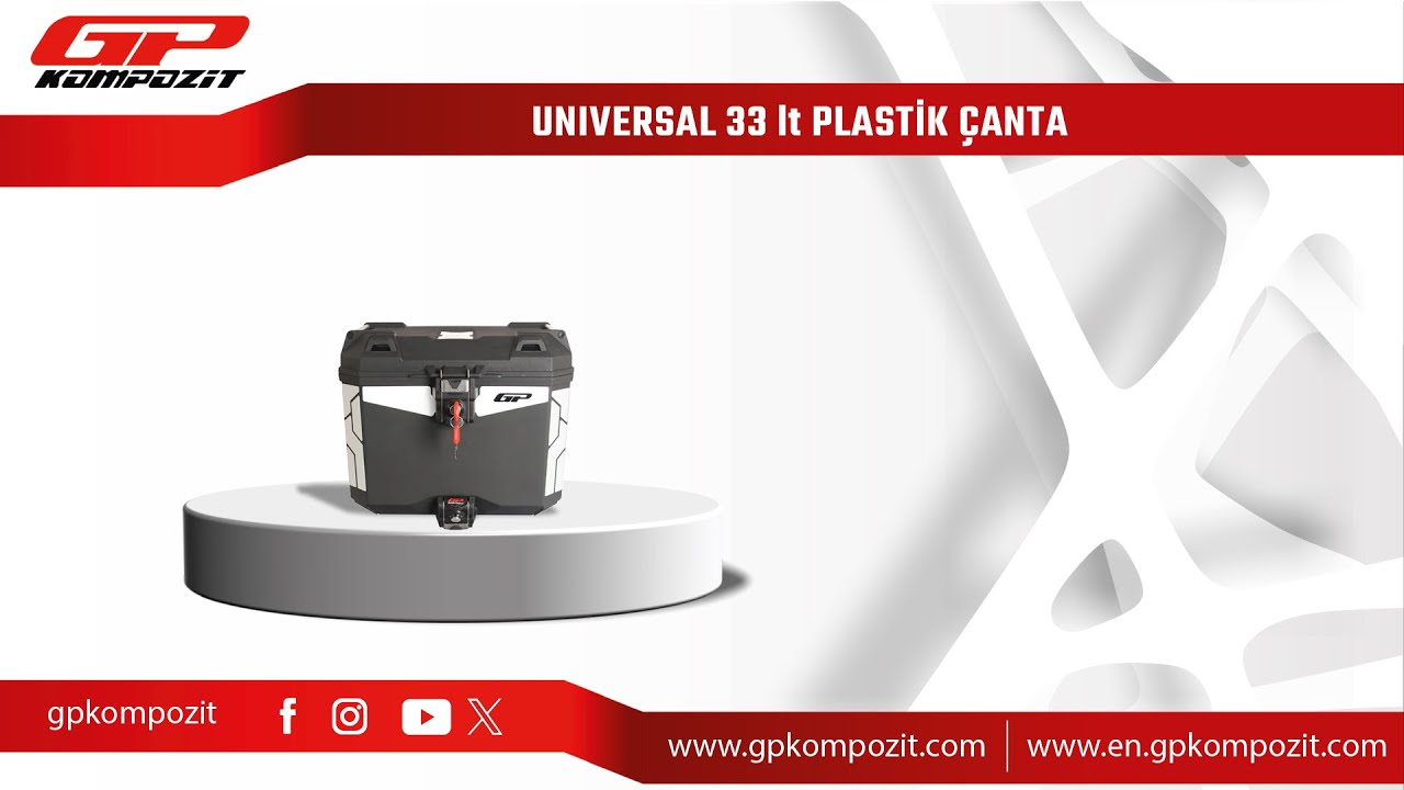 GP Kompozit Universal 33 lt Plastik Motosiklet Çantası Siyah