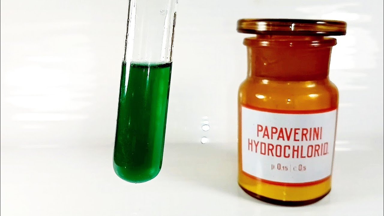 Подлинность ПАПАВЕРИНА ГИДРОХЛОРИДА. Реакция с ВАНАДАТОМ АММОНИЯ и ...