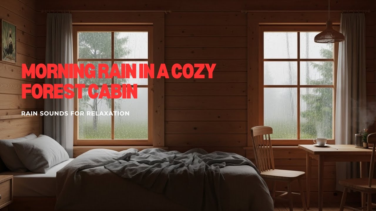 Morning Rain in a Cozy Forest Cabin | Rain Sounds for Relaxation