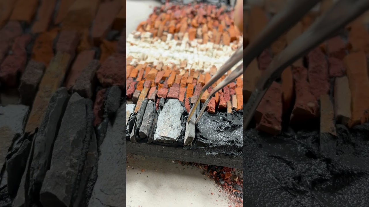 Close up look at the creation of this sunset coloured piece of mosaic art