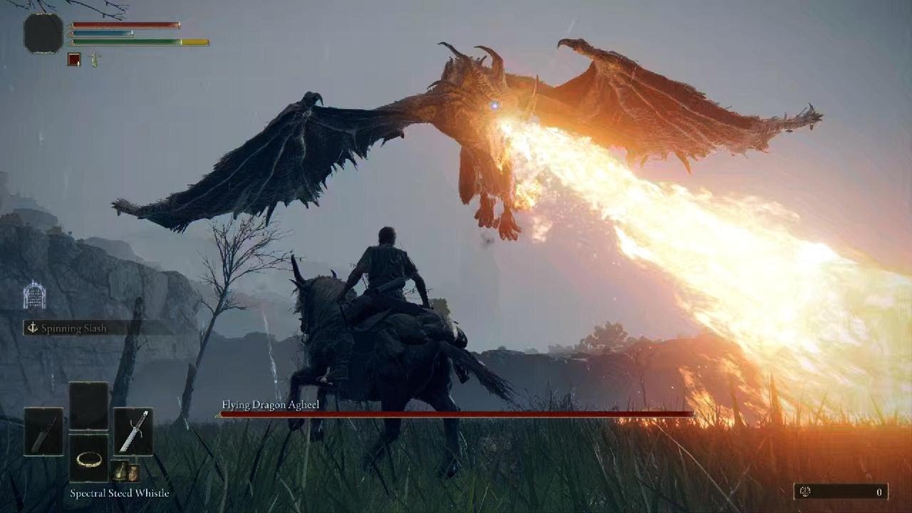 Elden Ring. Flying Dragon Agheel. Dragon-Burnt Ruins, Limgrave Boss ...