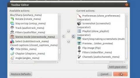 SMPlayer Toolbar editor