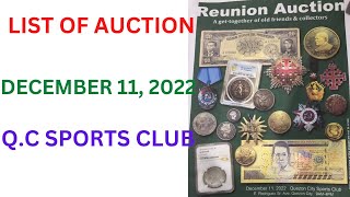 List Of Auction Reunion - December 11, 2022 @ Q.c. Sports Club