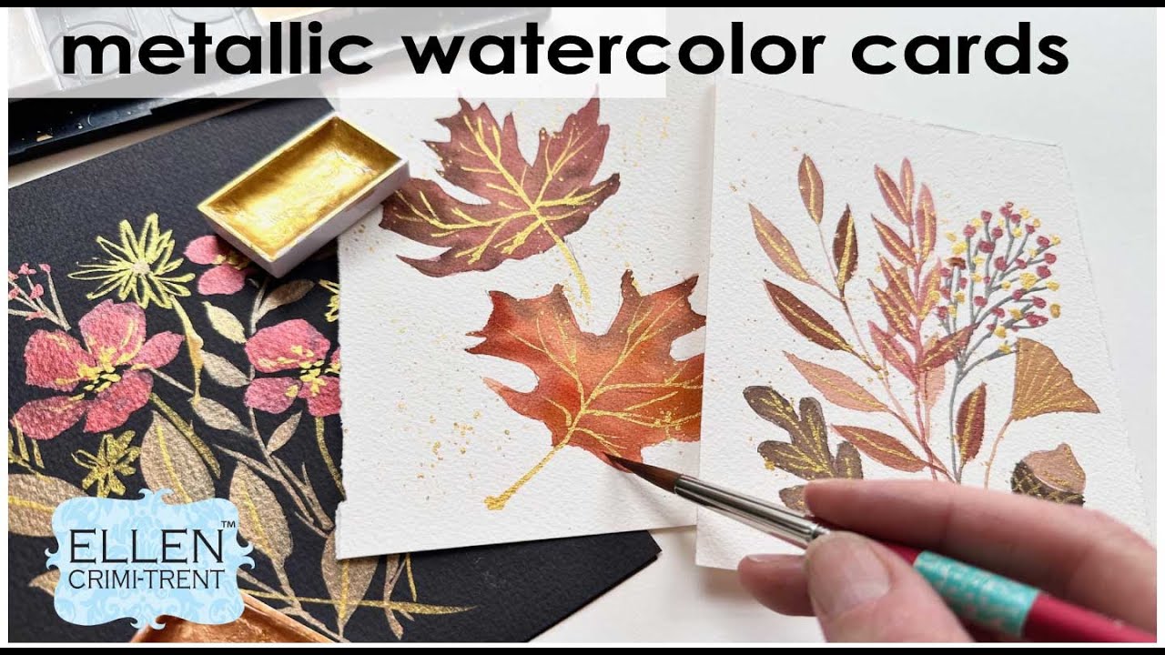 EASY Metallic Watercolor Greeting Cards for beginners - YouTube