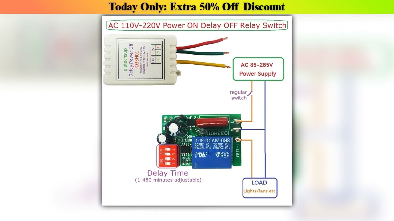 Top 1-480Min Timer Adjustable Disconnect Delay Controller AC 110V 220V Power-ON Delay OFF Relay Swi