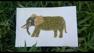 cara membuat kolase gajah dari biji-bijian...!