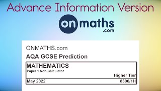 Advance Information May 2022 Predicted Maths GCSE Paper 1 Non-Calculator AQA (Higher) Exam 8300/1H