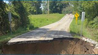 Road washed out in Licking County