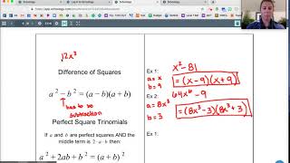 Intermediate Algebra.  Factoring Foldable: Perfect Squares