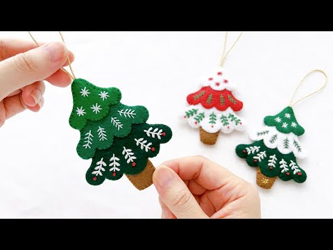 フェルトで作る可愛いクリスマスツリーオーナメントの作り方 - 簡単クリスマス飾り Christmas Felt Diy