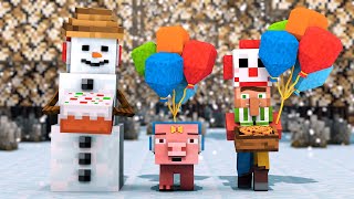 Snowman & Villager Life 4 : New Family  Alien Being Minecraft Animation