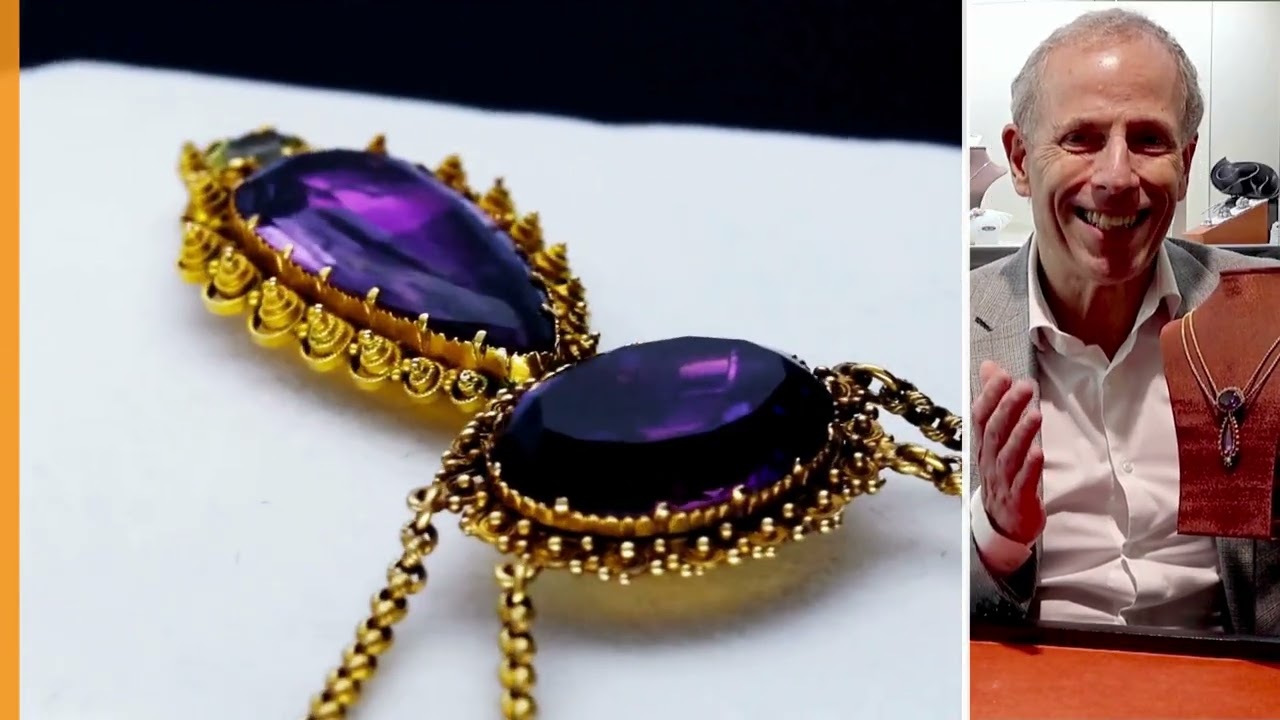 24.68ct Amethyst and 18ct Yellow Gold Necklace - Antique Victorian