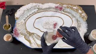 FULL Druse Tutorial with Recipe! Gorgeous Pink Geode! DIY Epoxy Resin Art.