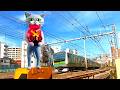 【電車】おもしろい踏切 信号 Funny railroad crossings and trains 猫ロボット踏切